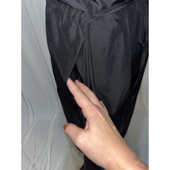 Vince 100% Silk Black V Neck Cut Out Collar Tie Waist Midi Dress Sz S Minimalist - Picture 4 of 8